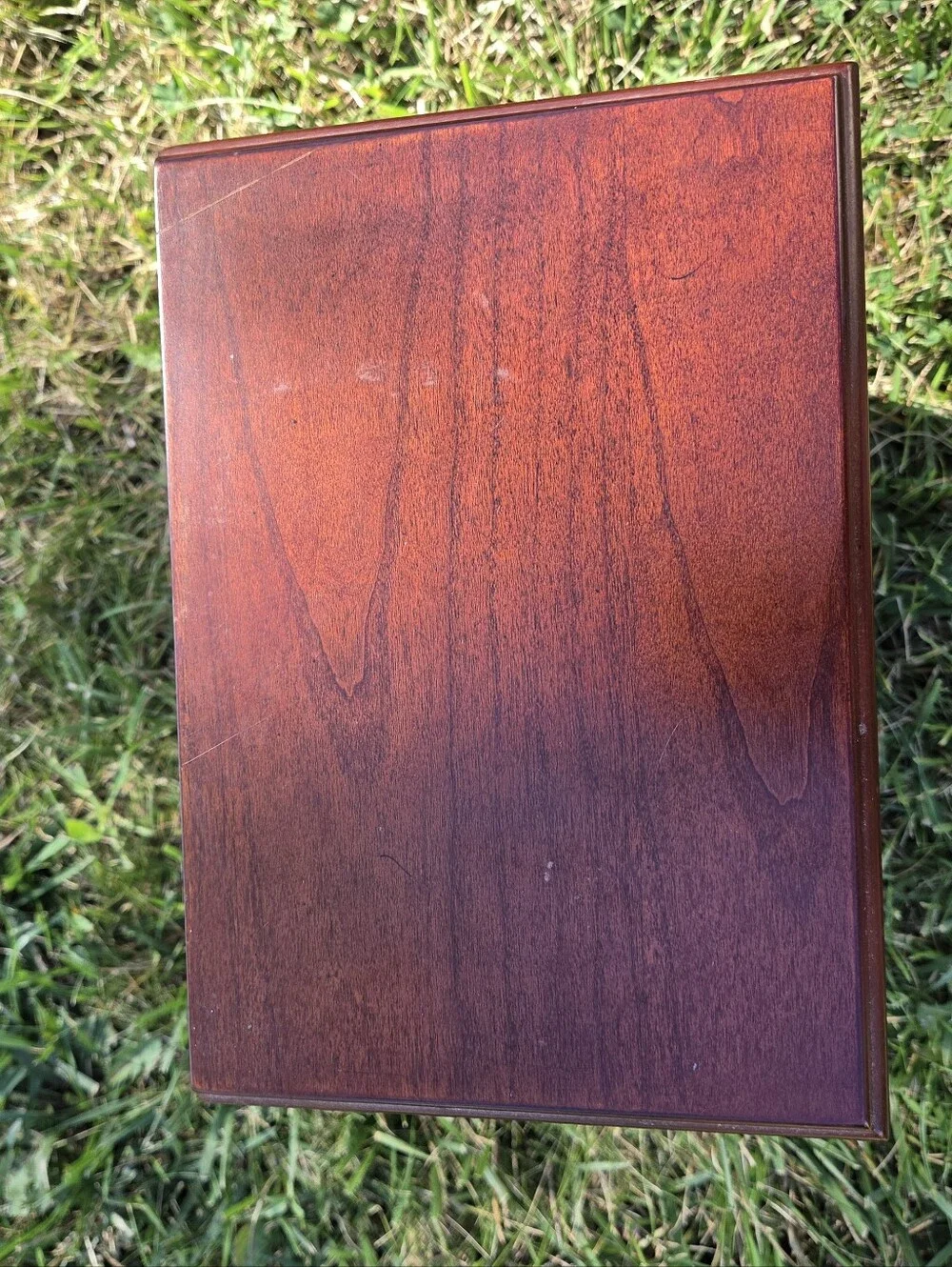 Vintage 1987 The Bombay Company Wooden Jewelry Armoire Box | Green Velvet Lined
